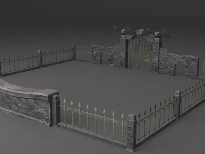 PBR Cemetery Gate 3D model