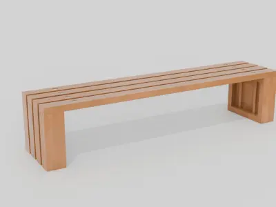 Outdoor Wooden Bench 3  Low-poly 3D model