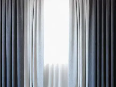 Curtains 47 Curtains with Tulle 3D model