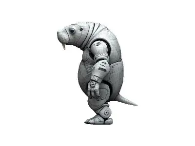 Manatee Cyborg Low-poly 3D model