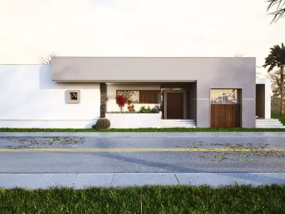 3D Model Modern House on Open Plot Low-poly 3D model