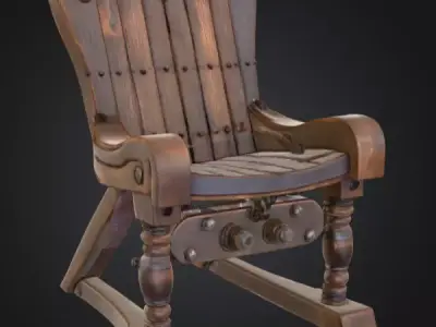Rustic Spiked Torture Chair Low-poly 3D model