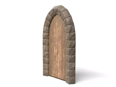 Small Medieval Wooden Door Low-poly 3D model