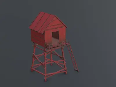  Watch Tower Metal Low-poly 3D model