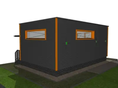 a container style building 3D model