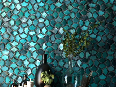6 Teal Tile PBR Material Vol2-Sbsar Texture