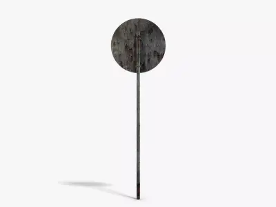 Damaged No Stopping Sign Low-poly 3D model