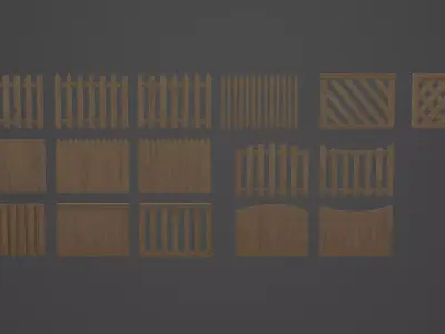 16 Picket fence styles 3D model