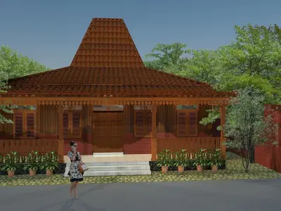 Traditional Wood House  3D model
