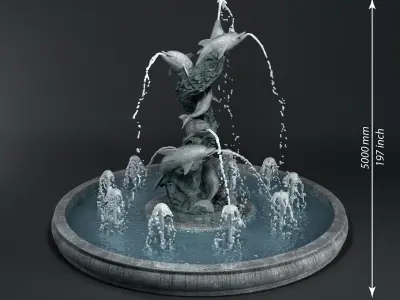 Fountain with dolphins 3D model
