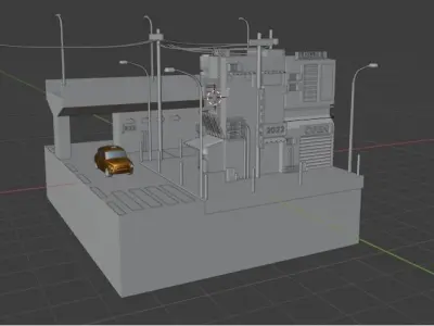 miniature night city Free low-poly 3D model