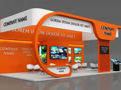 Booth Exhibition Stand Stall 6x12m Height 500 cm 3 Side Open 3D model