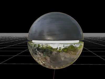 Modern half style sphere wooden and metallic futuristic lamp Low-poly 3D model