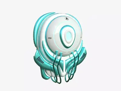 SciFi Backpack D04 White Blue - Fashion Character Design Low-poly 3D model