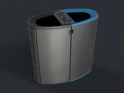 Street Trash Can 22 PBR Game Ready Low-poly 3D model