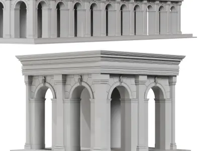 Architectural elements and facades set of 11 pieces 3D model