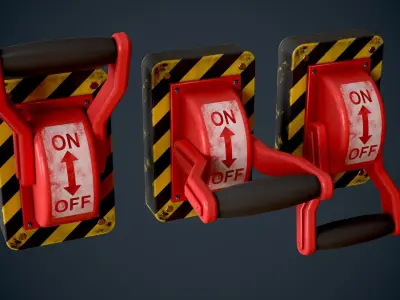 Sci Fi Red Lever power switch Low-poly 3D model