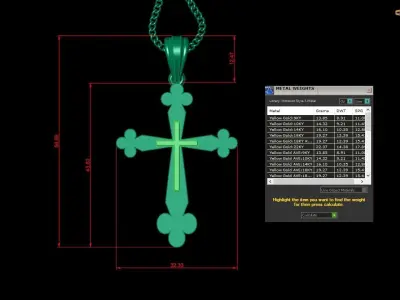 Light Gold 18K Cross Pendant 2CP022 3D print model