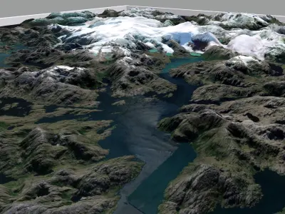 Mountain landscape Gran Campo Nevado Chile 3D model