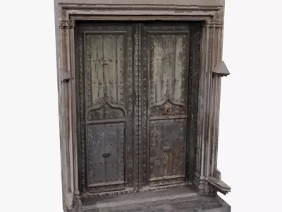 3D Model of Girona Church Door with Realistic Texture 3D model