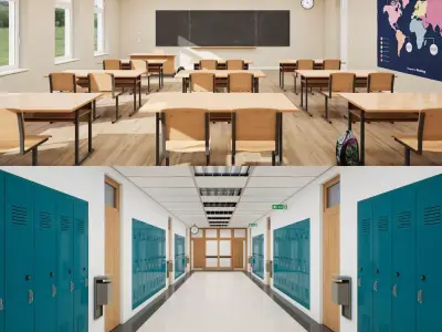 School Collection UE4 3D model