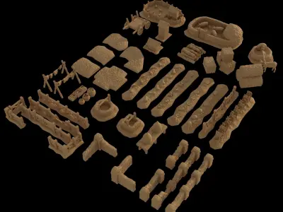Modular Farmland Pack Tabletop Terrain 28 MM 3D print model