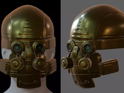 Gas mask helmet 3d model scifi Low-poly  3D model