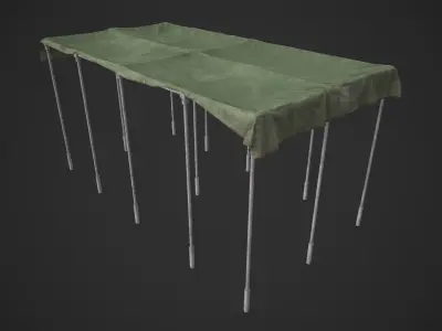 Canopy table with cloth Low-poly 3D model