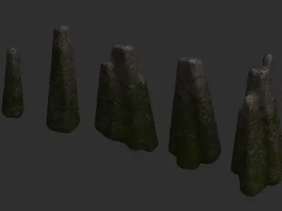 Rock Spires - Moss 1 Low-poly 3D model