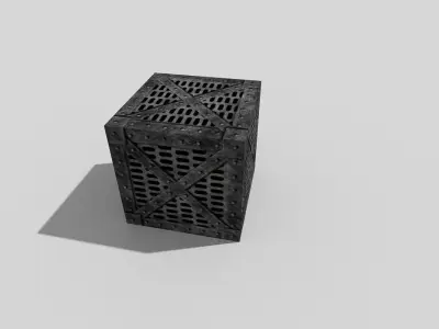 low poly metal crate Low-poly 3D model