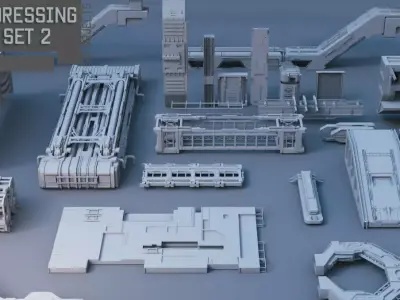 Scifi dressing kitbash set 2 Low-poly 3D model