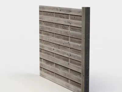 Wooden fence Low-poly 3D model