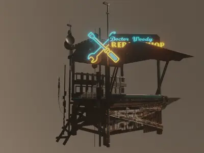 Repair Shop Low-poly 3D model