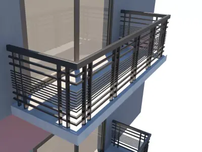 Steel Verandah railing 3D model Low-poly 3D model