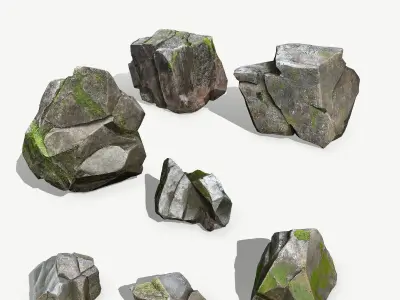 Rock Set Low-poly 3D model 45