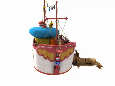 Cartoon Ship House 3D model