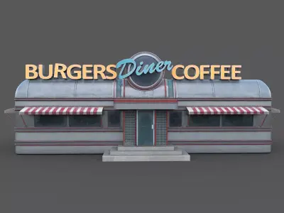 Vintage Diner Worn Game Ready Low-poly 3D model