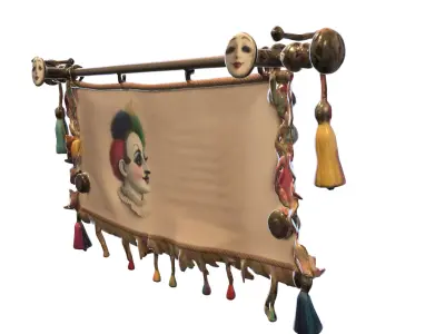 Carnival Jester Banner Low-poly 3D model