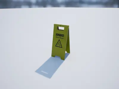Wet Floor Sign PBR Free low-poly 3D model