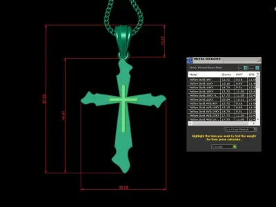 Light Gold 18K Cross Pendant 2CP020 3D print model