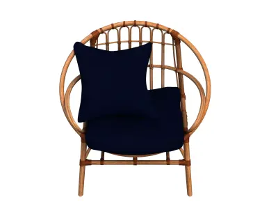 Armchair rattan chair with cushion 3D model