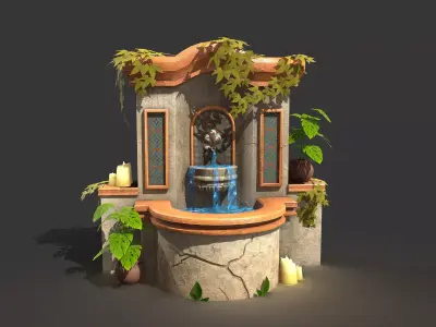 Fountain Low-poly 3D model shop