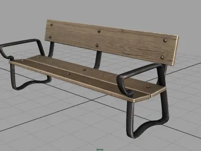 Wood Bench Low-poly 3D model