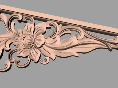 Furniture decorative corner flower 3D STL model for CNC E878 3D model
