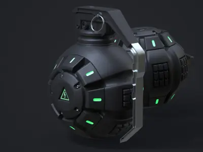 SCI-FI GRENADE Low-poly 3D model 7