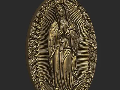 Our Lady of Guadalupe  Pendant 3D print model and cnc  3D print model