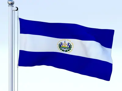 Animated El Salvador Flag Low-poly 3D model