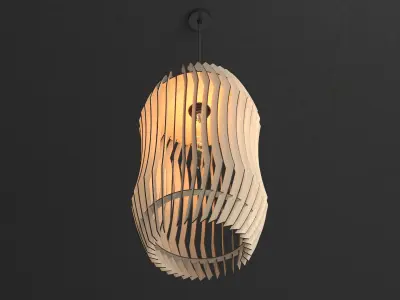 Wood Pendant Lamp 4 3D model