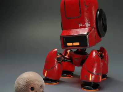 Cute Spider Robot Red 3D model