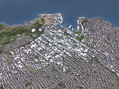 Hobart - 3D City Model Low-poly 3D model